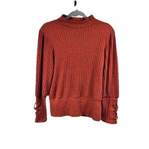 Parallel Skies Ribbed Knit Mock Neck Sweater XL Rust Color Whimsigoth Earth Tone